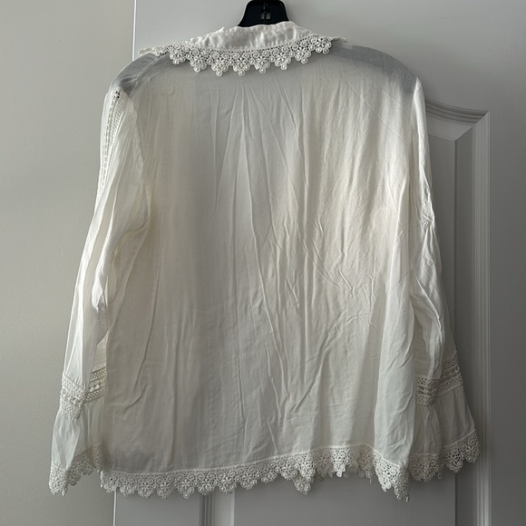 The Kooples size small cotton voile eyelet detail button up blouse - Picture 6 of 7